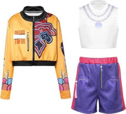 Costume per Bambina Kpop Rumi - Abito e Shorts per Figura Idol - Costume Anime per Bambine con Giacca e Shorts - Verkleedkleding per Halloween, Carnevale e Feste - 130 cm