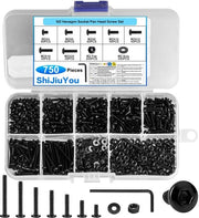 Set di viti M2, set di viti cilindriche, set di viti a 6 facce nere piccole, set di viti a bussola con viti, assortimento di viti per macchina