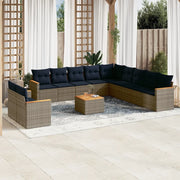 Set Divani da Giardino 12 pz con Cuscini Grigio in Polyrattan 3226138