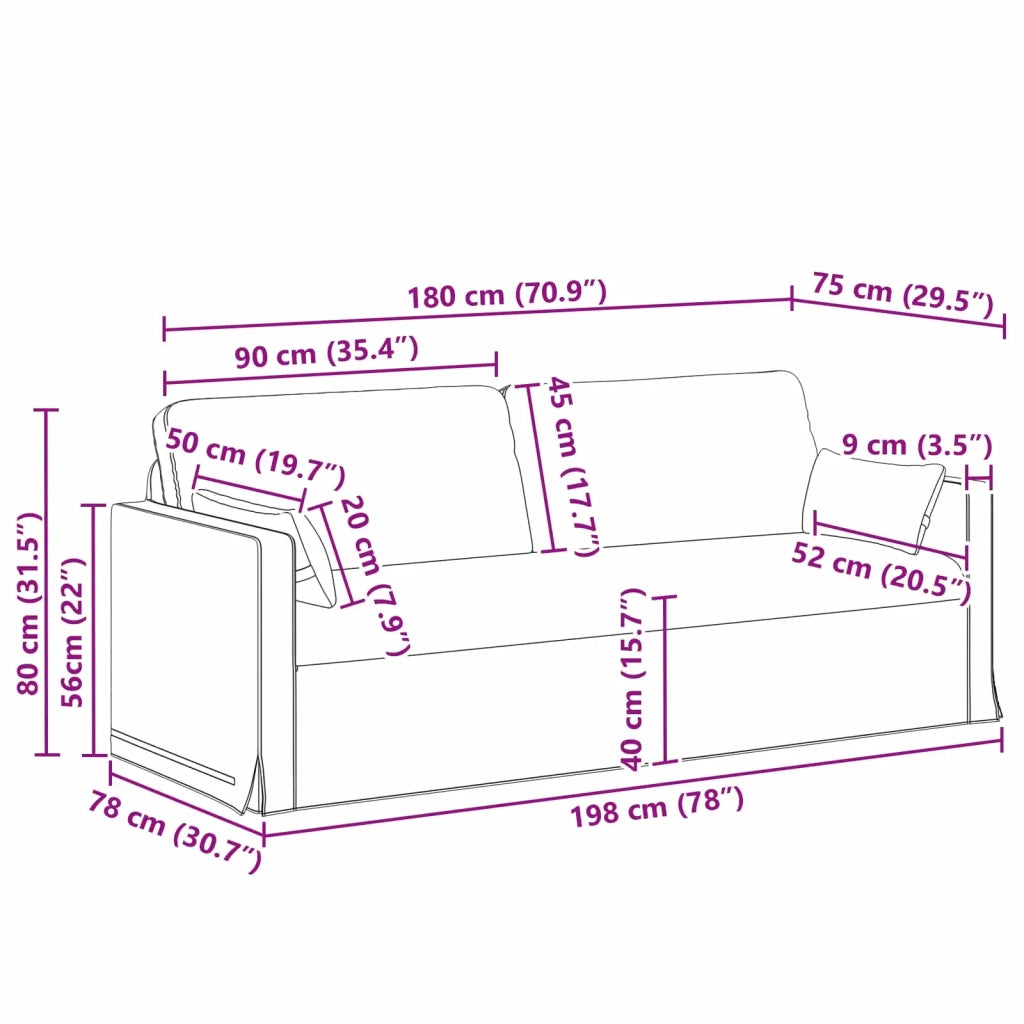 Divano Verde Scuro 198 x 78 x 80 cm Tessuto 42024372