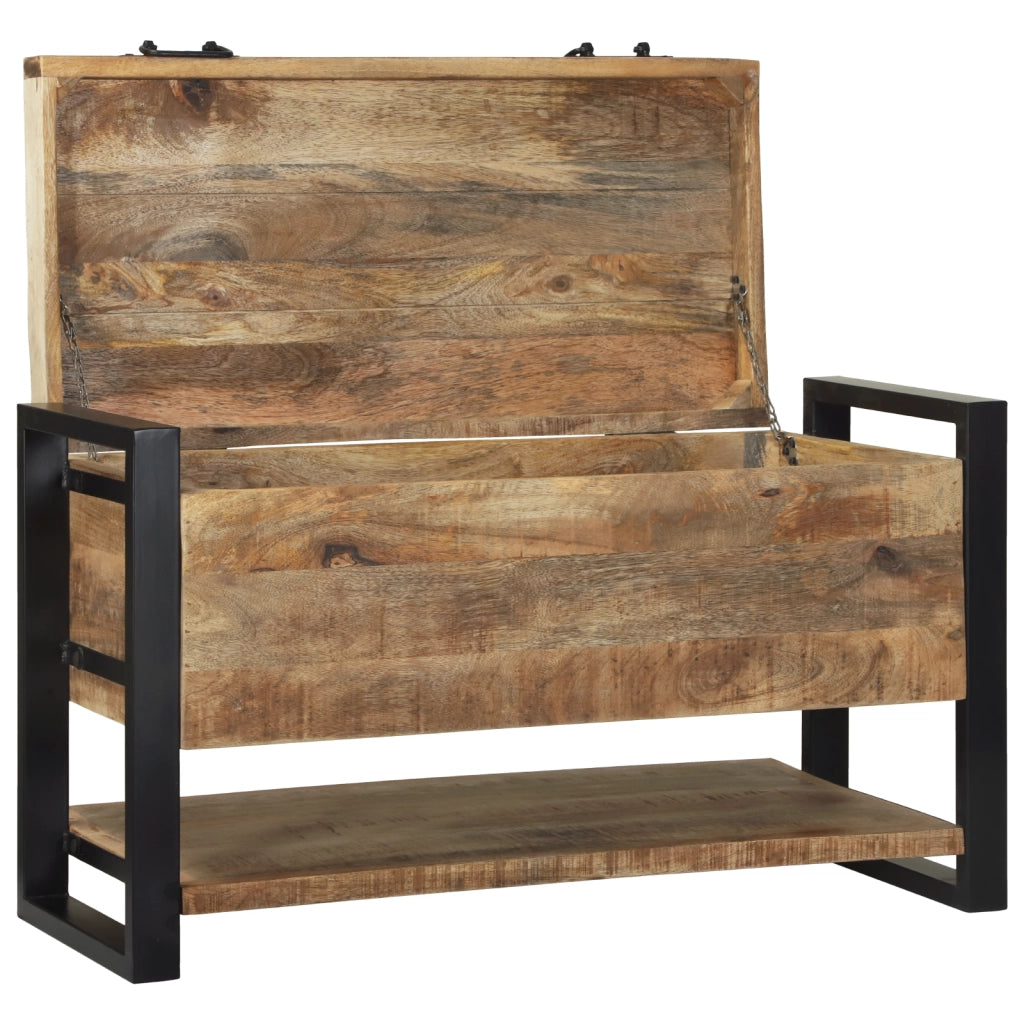 Scatola di immagazzinaggio 80x35x45 cm in legno massello di mango grezzo