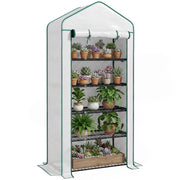 Serra Giardino a 5 Ripiani con Porta a Cerniera ¨C zephmum ¨C 90x49x193 cm Bianco
