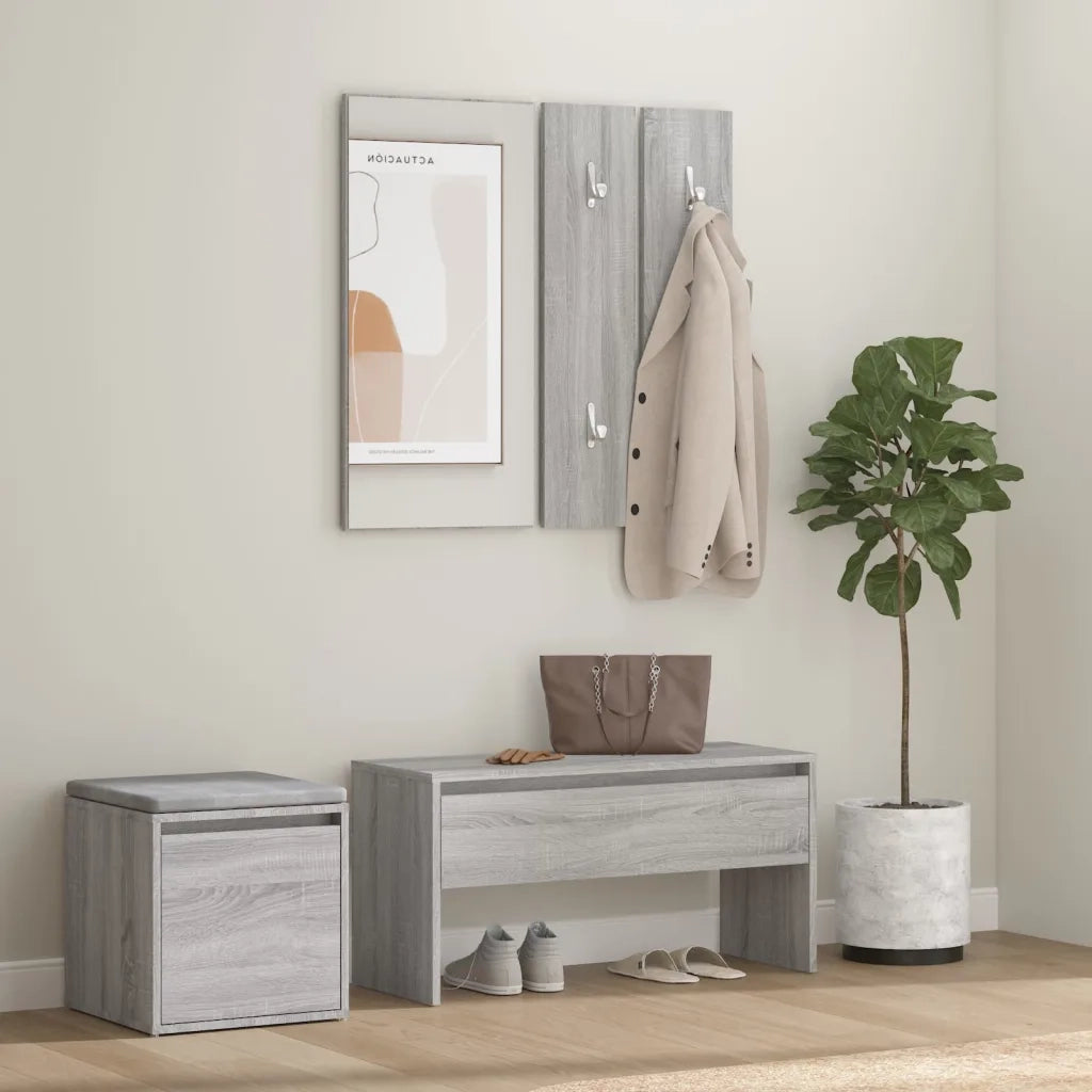 Set di Mobili da Corridoio Grigio Sonoma in Legno Multistrato 3120195