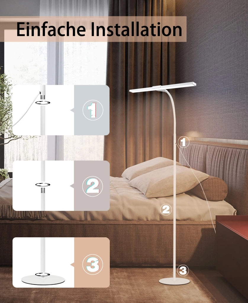 ZMH Lampada da Terra a LED Moderna Lampada da Lettura Touch con Timer Illuminazione per Ufficio