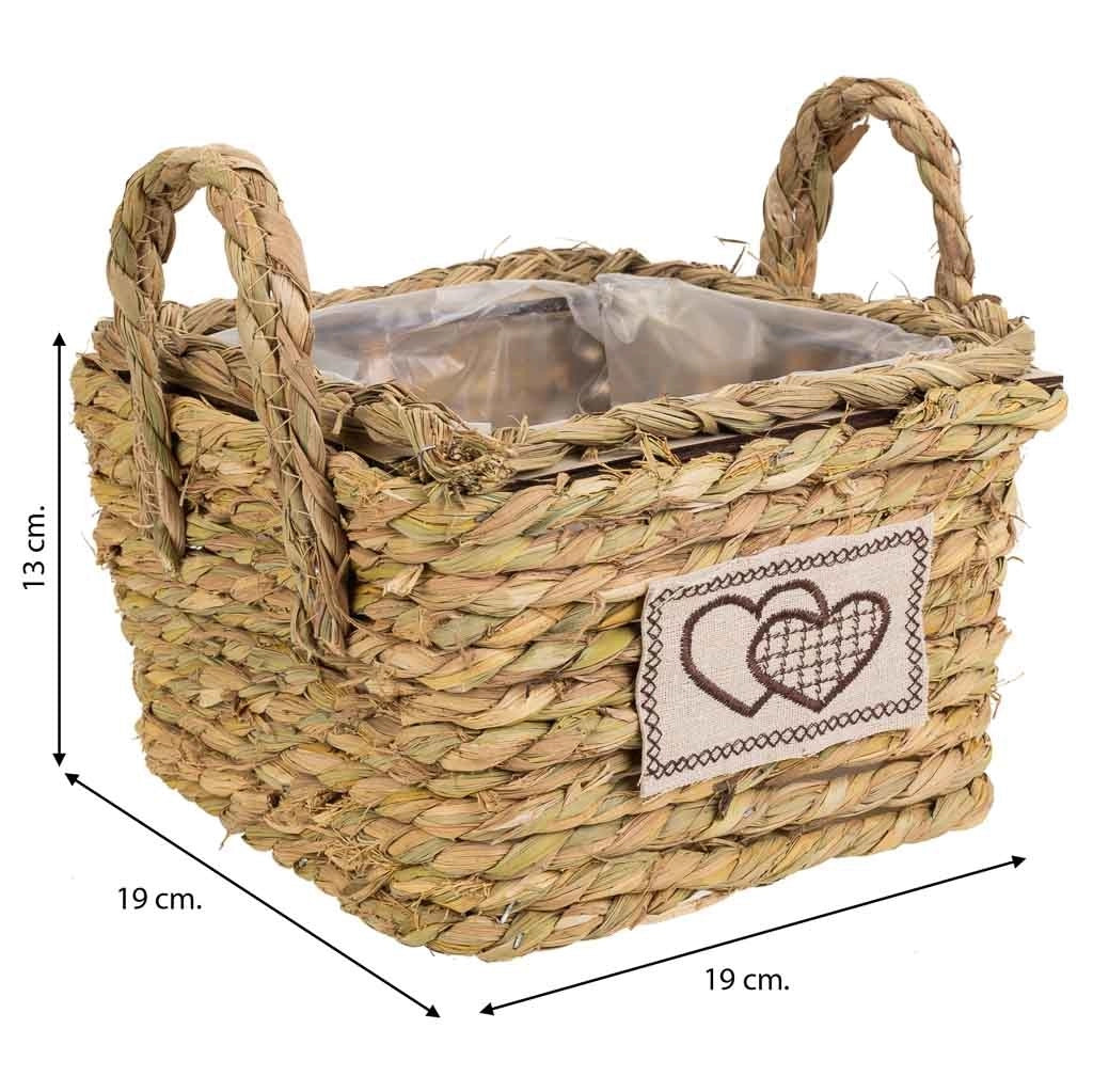 Cesto in corda intrecciata marrone 19x19x13h