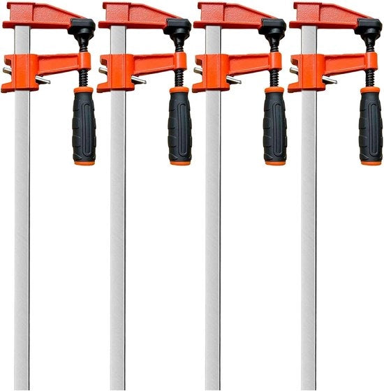 Set di viti a clip 4 pezzi/set 450 mm Viti a clip Profilo Viti a clip Apertura 350 mm, clip a F di acciaio - Binario a maglia di acciaio - Profondità di serraggio 80 mm