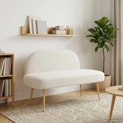 Panchina imbottita con schienale Crema 110 x 60 x 76 cm Bouclé