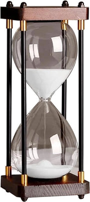 Decorativo zandloper in vetro colorato - grande, 60 minuti, per interni e uffici - bianco