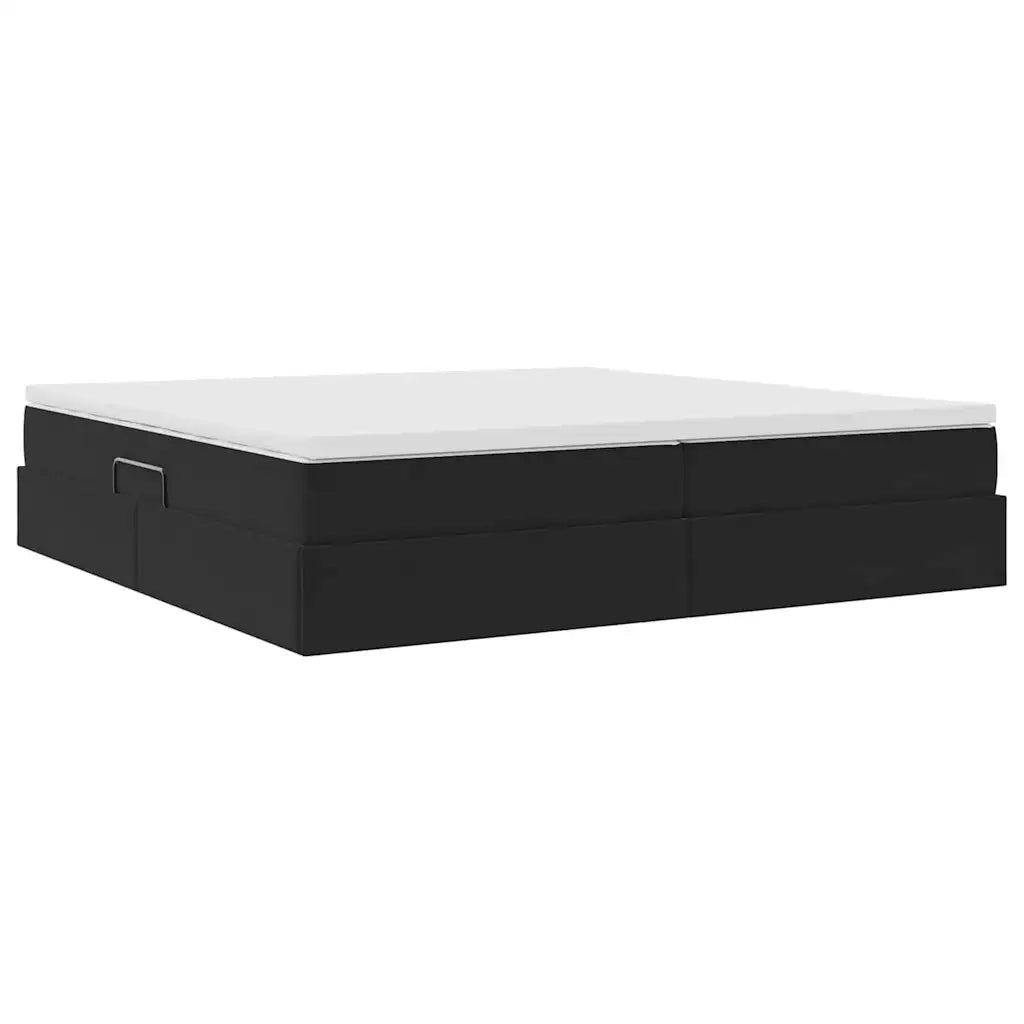 Letto con contenitore e materasso Nero 200 x 200 cm Velluto 3370325