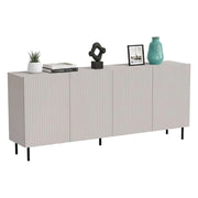 Credenza Corana, Madia da salotto con quattro ante battenti, Rialzato da terra, 200x42 h82 cm, Beige