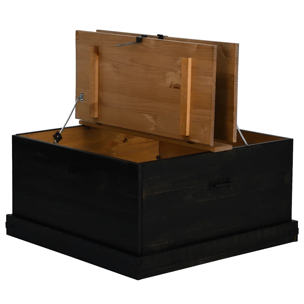 vidaXL Cassapanca HALDEN Nero 91x91x47 cm in Legno Massello di Pino