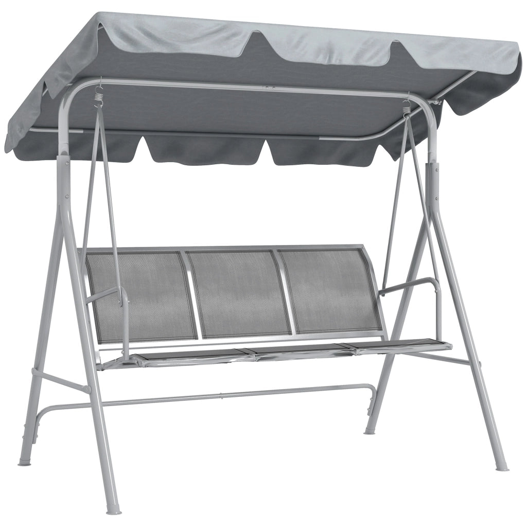 Dondolo da Giardino 3 Posti con Tetto ¨C MINIMAL ¨C Metallo Grigio, 170x110x153 cm