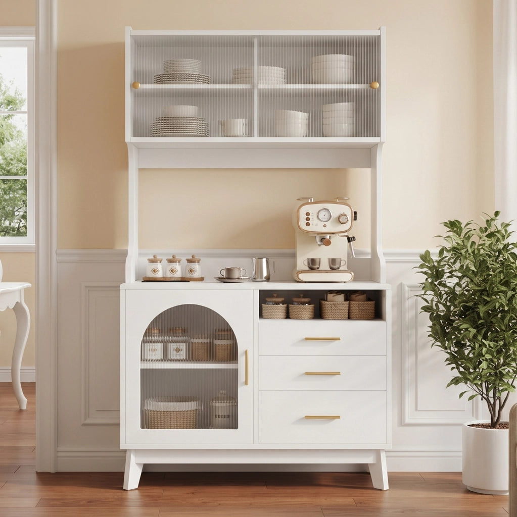 Credenza alta con ampio spazio contenitivo 100;5x40x178 cm; bianco; con prese USB e USB-C