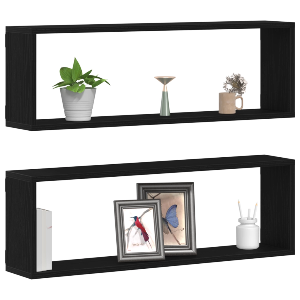 Mensole vitaXL - Set di 2, Rovere Nero, 80x15x26 cm, Realizzate in Legno Ingegnerizzato