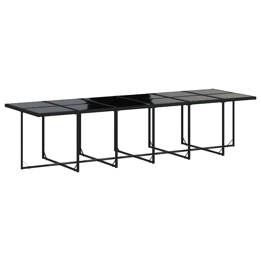 Set da Pranzo da Giardino 13pz con Cuscini Nero in Polyrattan 3211123