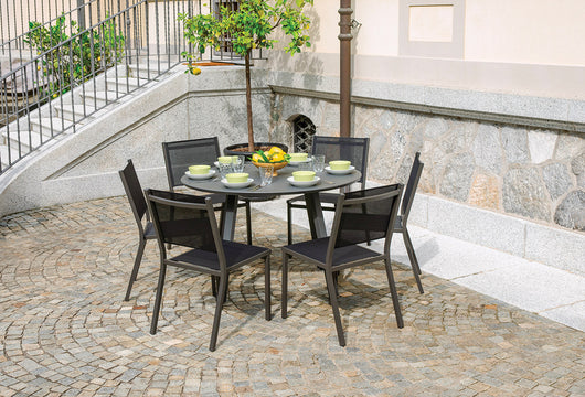 Tavolo da Giardino Ø120 cm Alberese in Alluminio Antracite