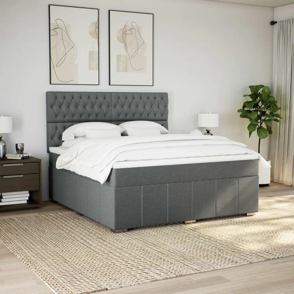 Giroletto a Molle con Materasso Grigio Scuro 180x200 cm Tessuto