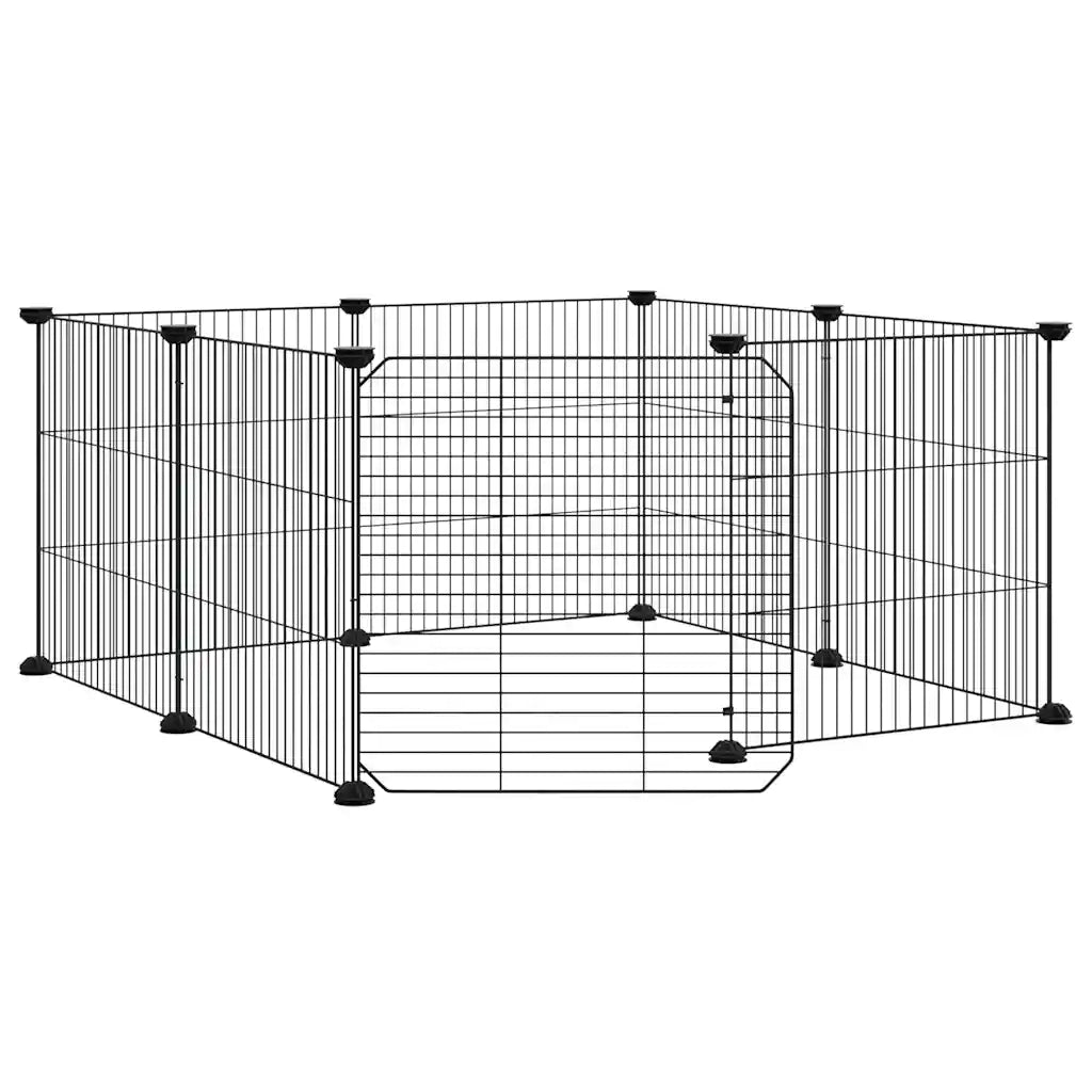 Gabbia per animali domestici a 8 pannelli con porta nera 35x35 cm in acciaio 171625