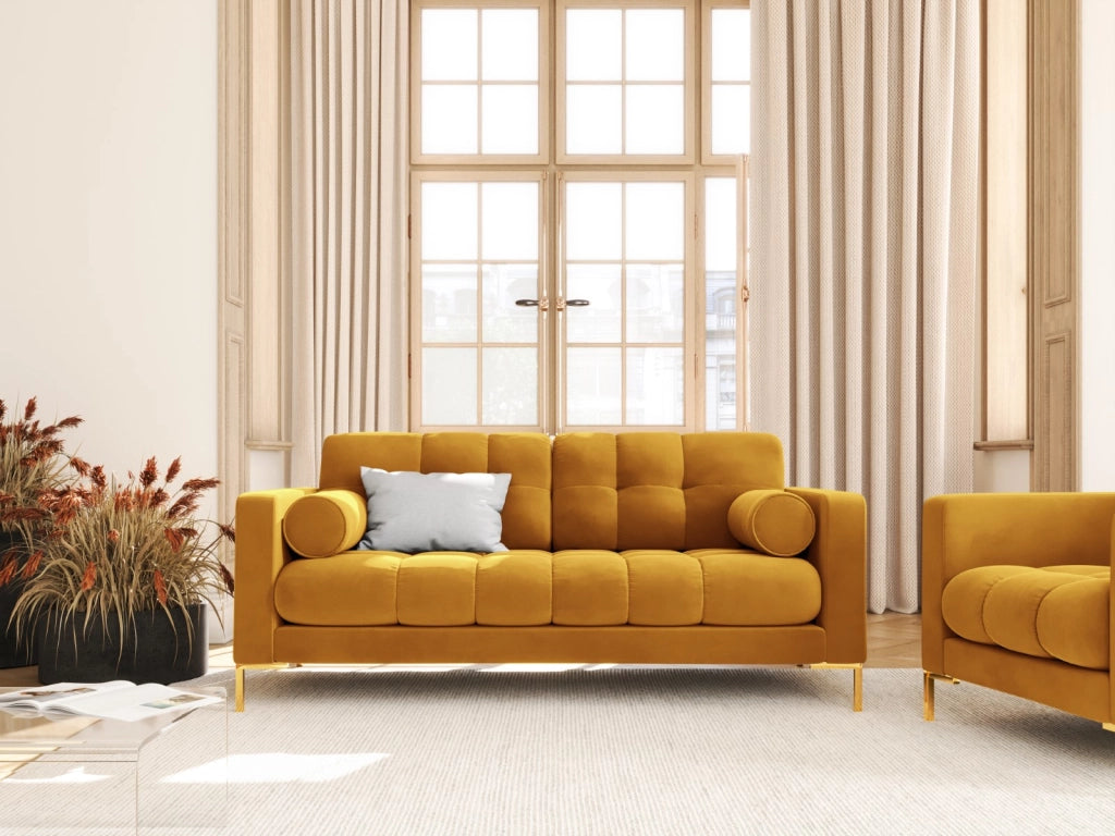 Cosmopolitan Design - Divano "Bali" 2 posti in velluto giallo 