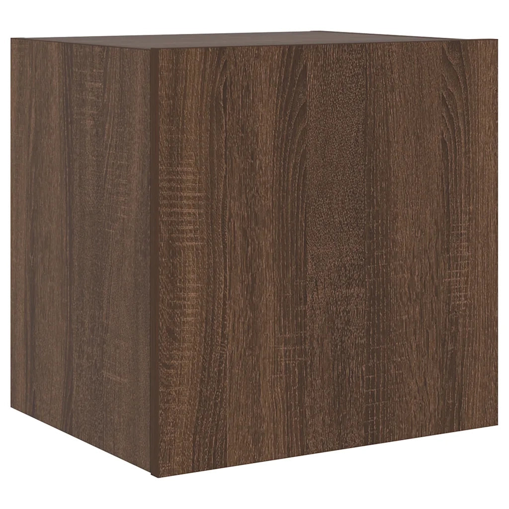 Mobili TV a Parete con Luci LED 2pz Rovere Marrone 40,5x35x40cm 837259