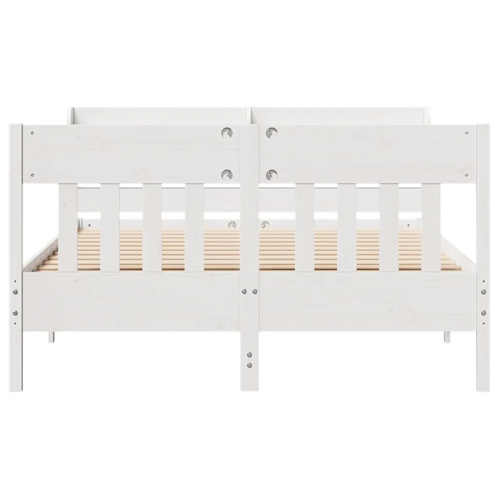 Letto senza Materasso Bianco 135x190 cm Legno Massello di Pino 3307021