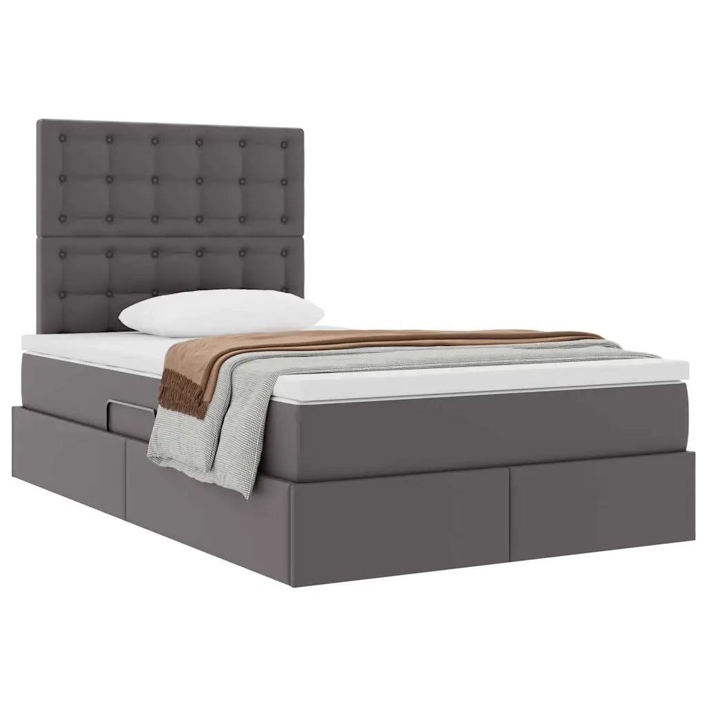 Letto con Contenitore Grigio 120 x 200 cm Pelle Sintetica