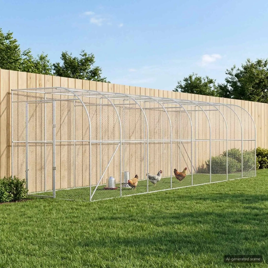 Gabbia per Polli Contro il Muro Argento 600 x 150 x 215 cm 3434733