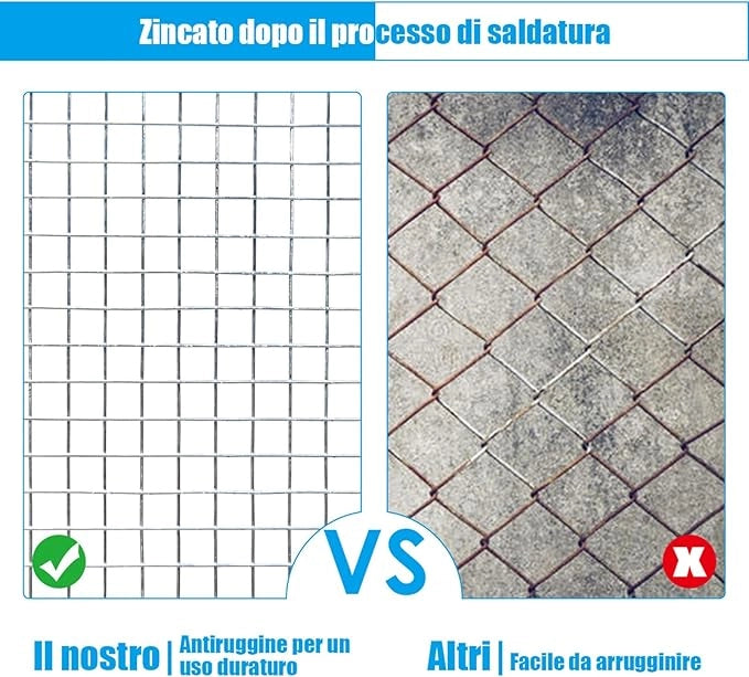 Rotolo di Rete Metallica Zincata, Rete da Pollaio Elettrosaldata Spessore 0,6 mm, Rotolo 15m (0,9 X 15M)