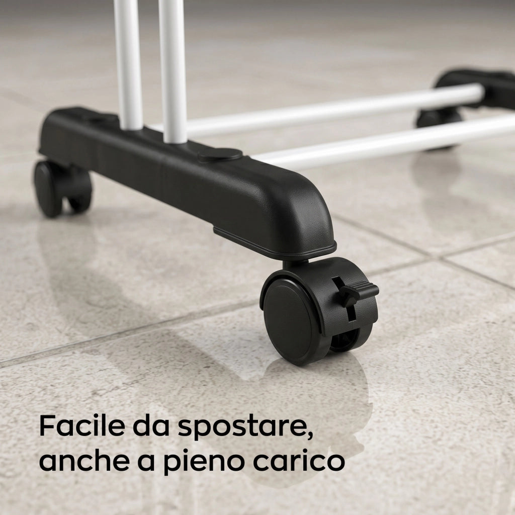 Hangover - Stendibiancheria Verticale 72x171x62,5 cm Stendino 4 Ripiani Pieghevole con Ruote in Resina e Metallo