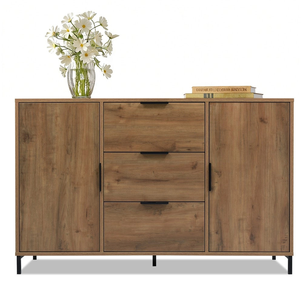 Cassettiera con 2 Ante e 3 Cassetti ¨C Xylo ¨C Rovere Scuro, 120x40x76