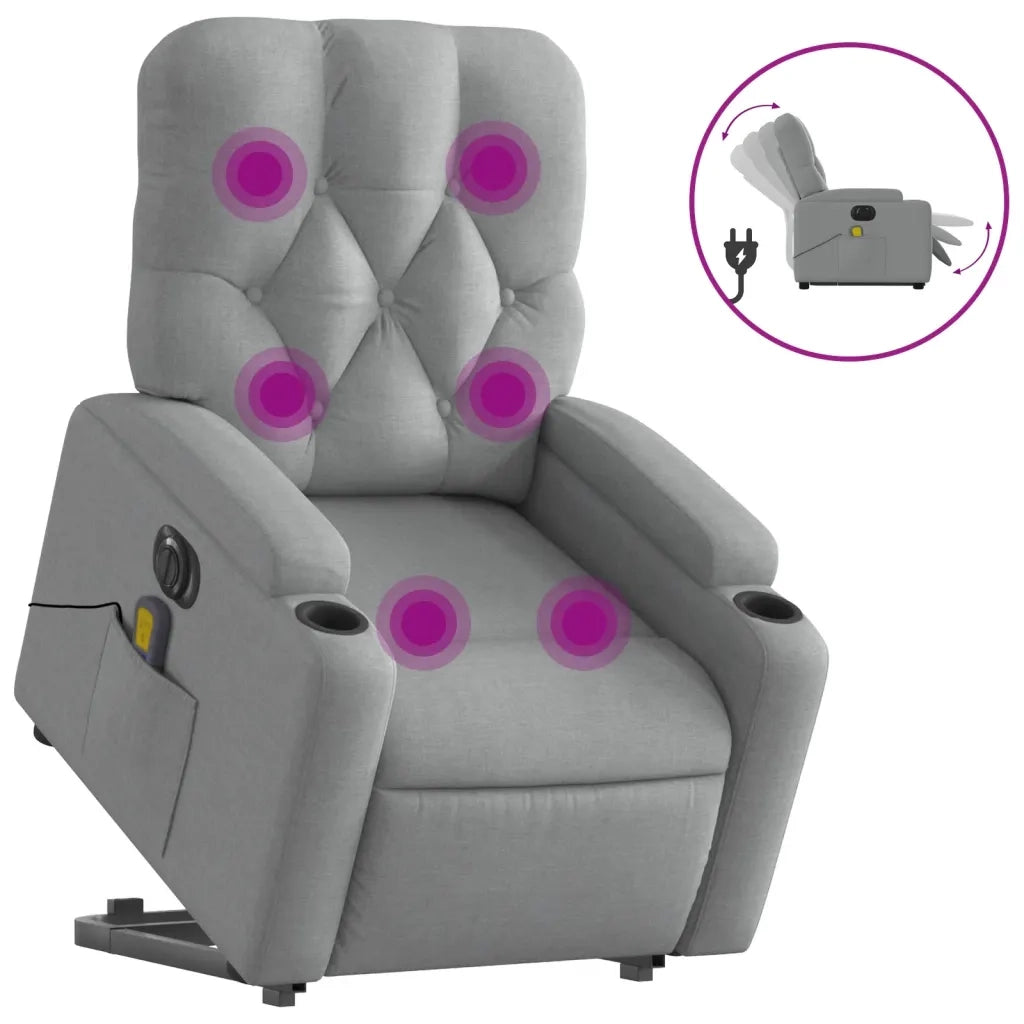 Poltrona Alzapersona Massaggi Elettrica Grigio Chiaro Tessutocod mxl 85079
