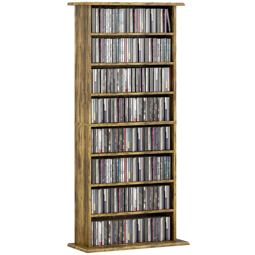 Libreria per CD e DVD ¨C zephmum ¨C marrone, 8 scomparti, 6 ripiani regolabili
