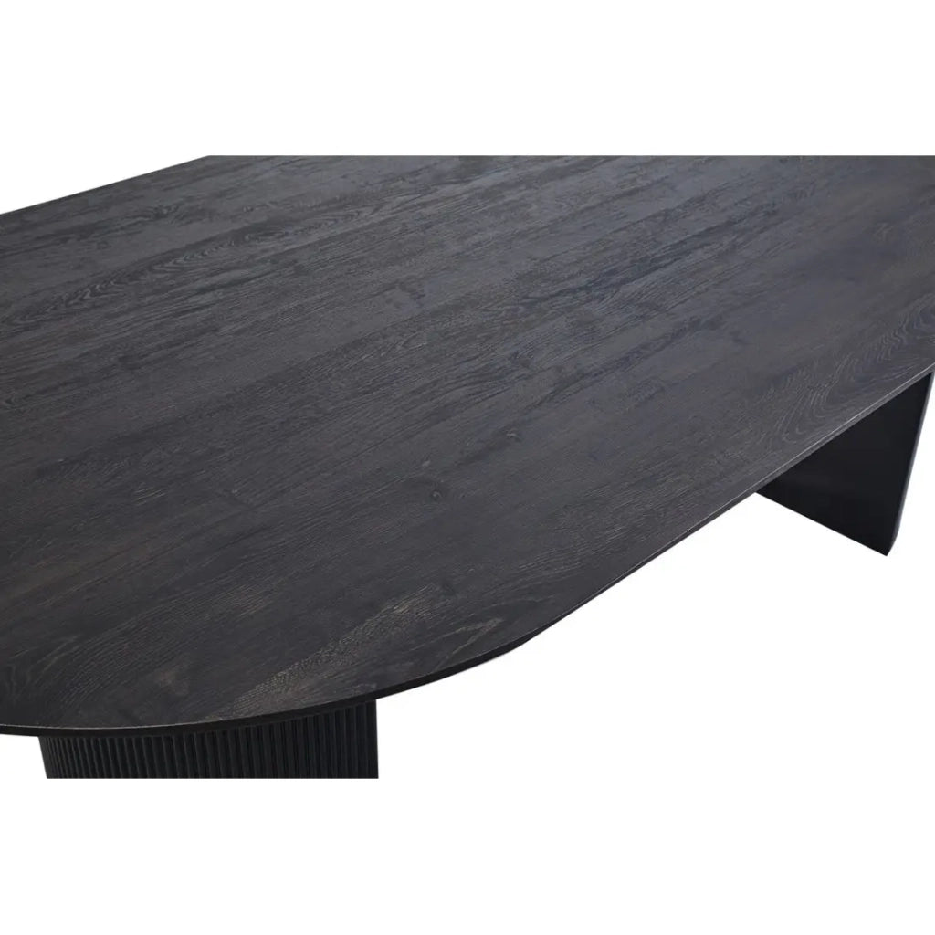 Tavolo da pranzo ovale VAGOS effetto legno marrone scuro lunghezza 220cm, ideale per una sala da pranzo accogliente
