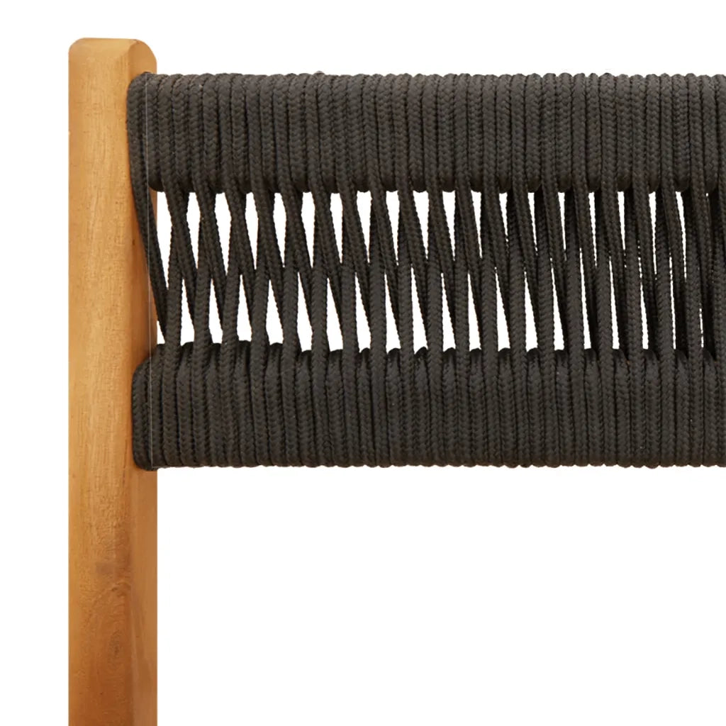 Sedie BistrÃ² 2pz Nere Legno Massello di Acacia e Corda