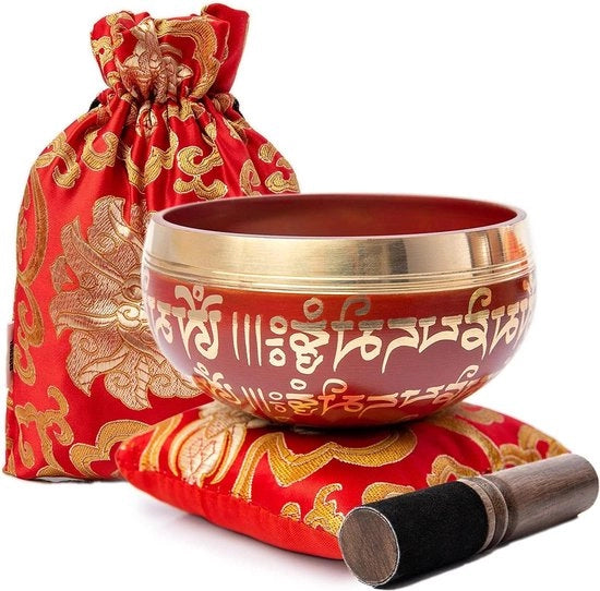 Set di campane tibetane - facile da suonare per principianti - Meditazione Mindfulness - Suono olistico - Guarigione dei 7 Chakra - Regalo - manufatto artigianale - Crimson