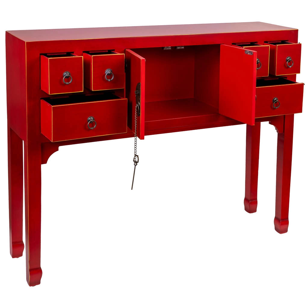 Credenza in legno con 6 cassetti e 2 porte 95x24x79h cm