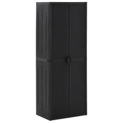 Mobile da giardino con porta-scopa e 4 ripiani 65 x 45 x 172 cm PP nero 02_0046122