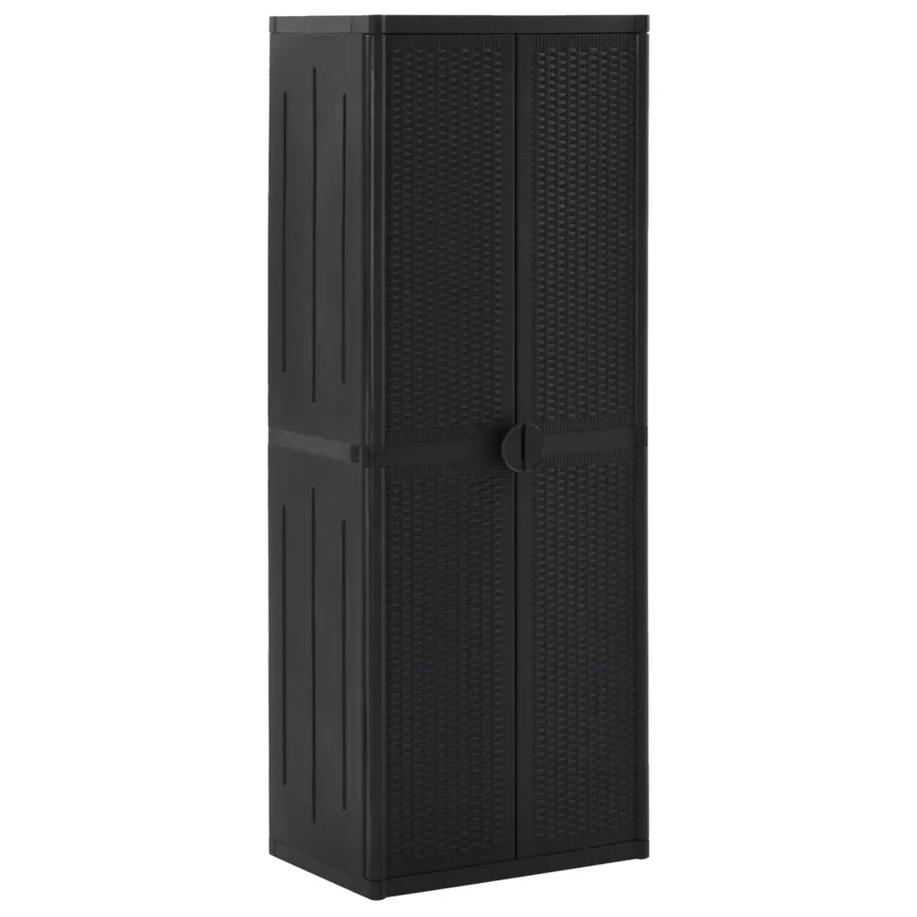 Mobile da giardino con porta-scopa e 4 ripiani 65 x 45 x 172 cm PP nero 02_0046122