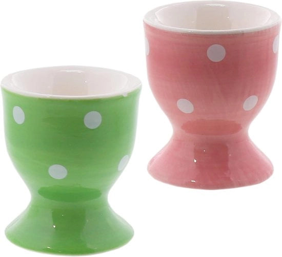 Set di 2 palline per uova a strisce morbide - Verde & Rosa