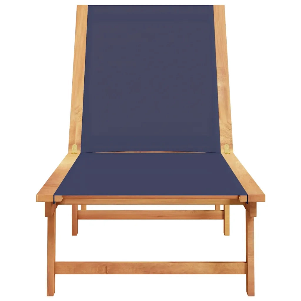 vidaXL Lettino Prendisole Blu in Legno Massello di Acacia e Textilene