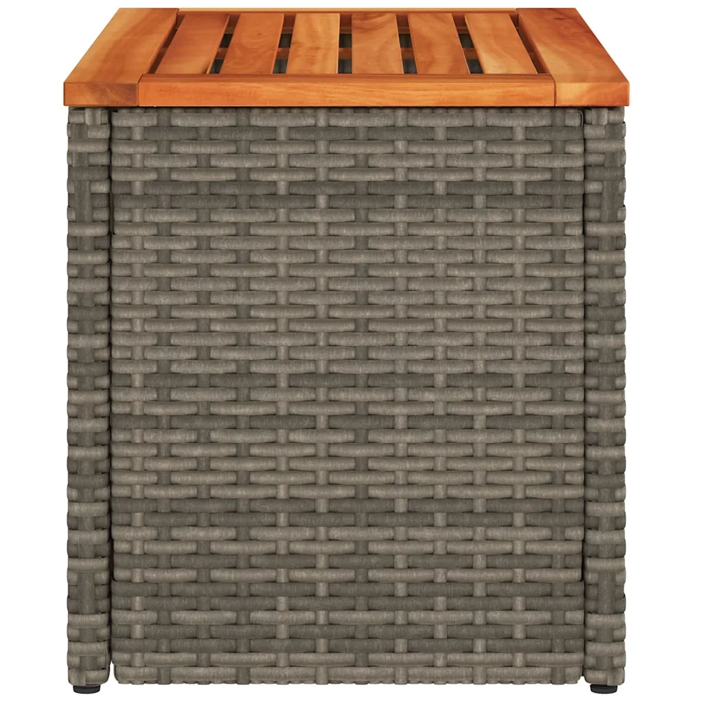 Tavolini Giardino 2pz Grigi 55x34x37 Polyrattan Legno Massello 366131
