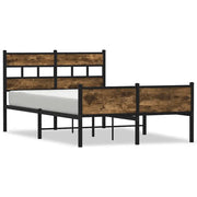 Letto matrimoniale | Letto per adulti | Giroletto senza Materasso Rovere Fumo 120x200 cm in Truciolato