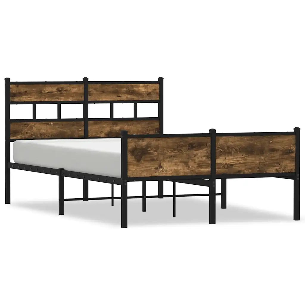 Letto matrimoniale | Letto per adulti | Giroletto senza Materasso Rovere Fumo 120x200 cm in Truciolato