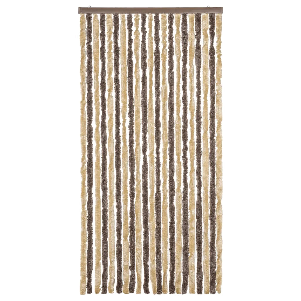 Tenda Antimosche Marrone Scuro e Beige 90x220 cm in Ciniglia CFW6090125