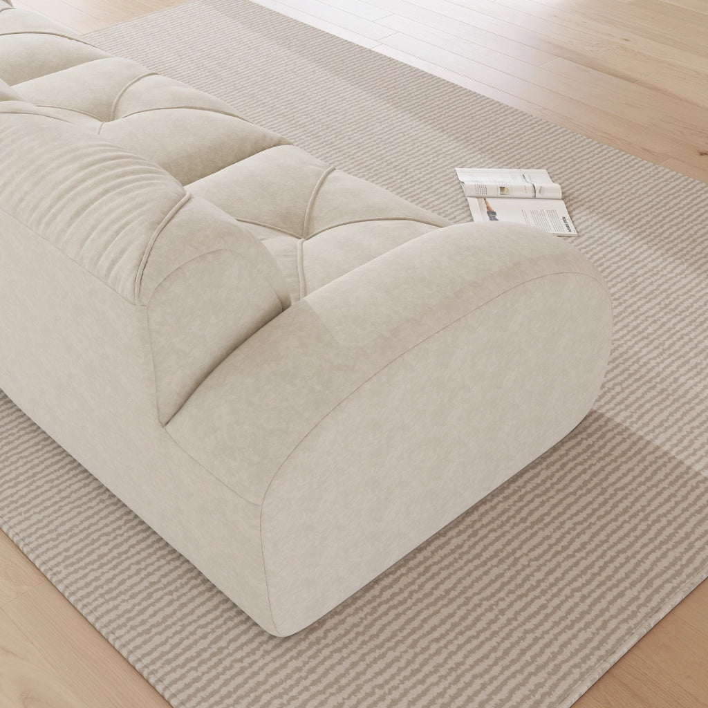 Divano modulare 4 posti senza telaio 358x95x76 cm in chenille beige chiaro