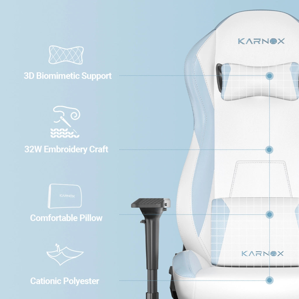 Sedia da ufficio ergonomica con poggiapiedi supporto lombare poggiatesta e schienale reclinabile in PU bianco e blu