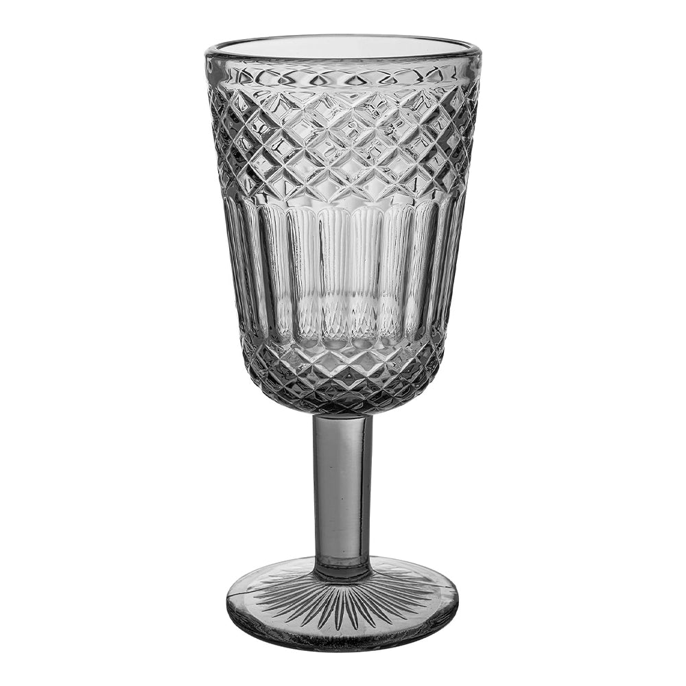 Set 6 calici vino 270 ml Agadir vetro sfaccettato fumé