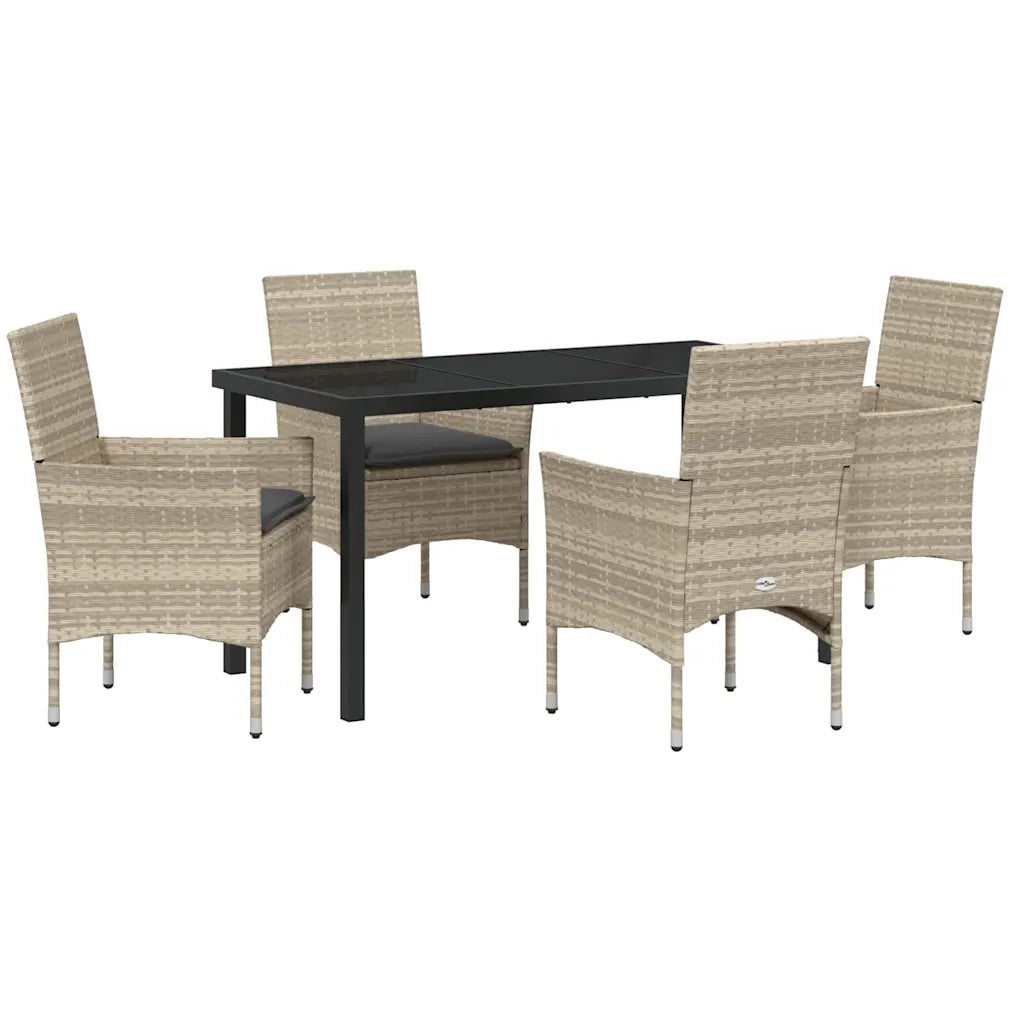 Set da Pranzo per Giardino 5 pcs Grigio chiaro polyrattan