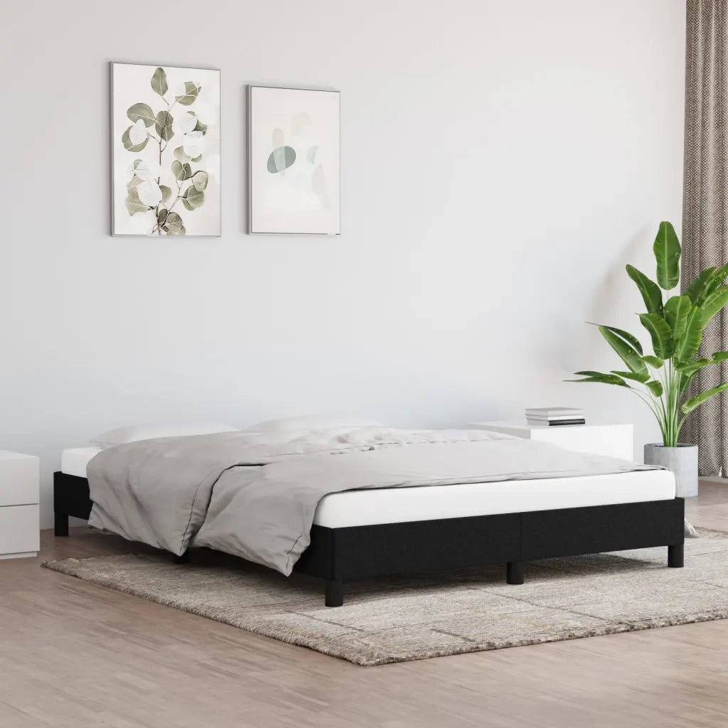 Letto matrimoniale | Letto per adulti | Giroletto senza Materasso Nero 140x190 cm in Tessuto