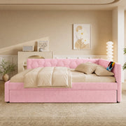 LETTO 140x200 cm con letto estraibile, USB, Tipo-C, rosa